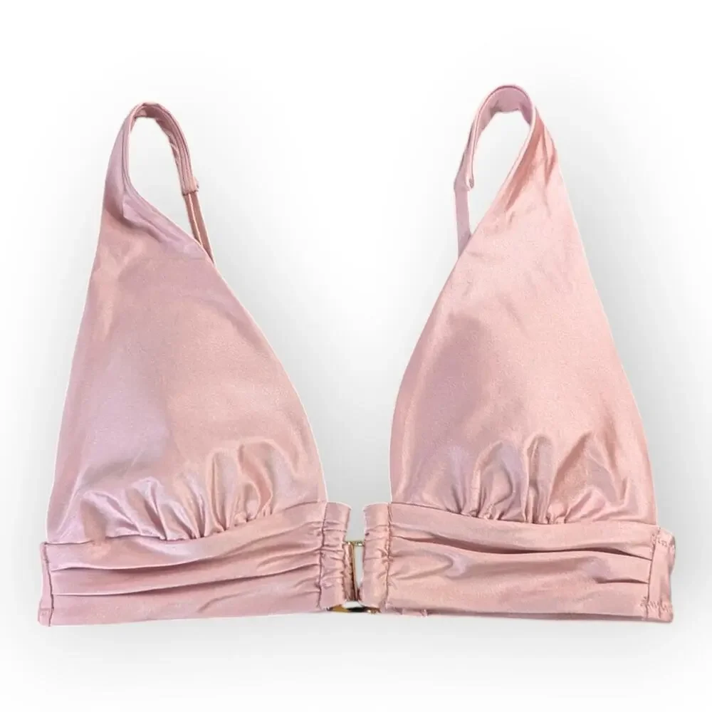 Shade and Shore Triangle Bikini Top Pink Shimmer Size Small Beach Summer